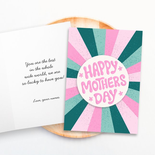 Tarjeta Día de la Madre Feliz y Moderna Personalizada (Image shows a 4x6 inch Mother's Day Card. Choose a size and personalize message before buying.)