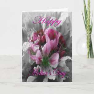 Tarjeta Día de la Madre Flor Rosa y Verde