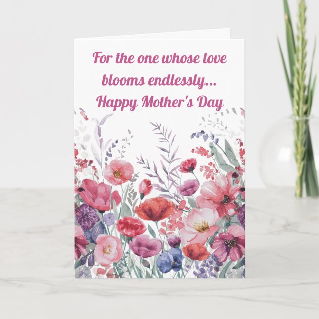 Tarjeta Día de la Madre Floral Acuarela Moderna Personaliz (Anverso)