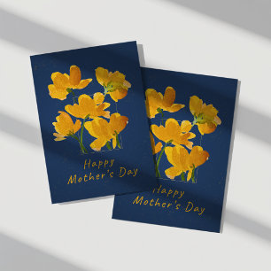 Tarjeta Día de la Madre Floral Amarillo Vibrante