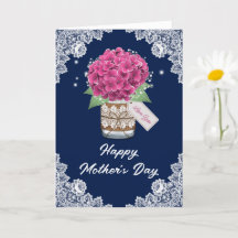 Día de la Madre Floral Azul Rústico Rosa