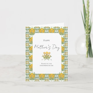 Tarjeta Día de la Madre Floral Botánico Vintage Amarillo V