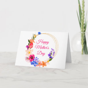 Tarjeta Día de la Madre Floral de Flor Silvestre Rosa
