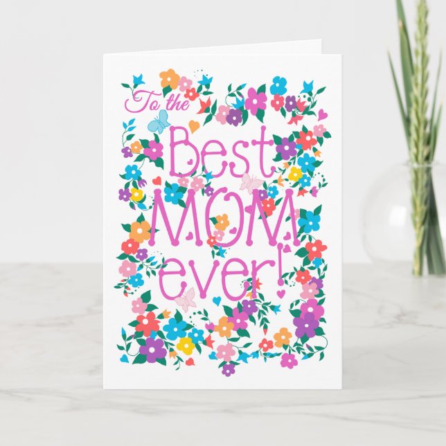 Tarjeta Día de la madre floral de la bonito mejor mamá de  (Anverso)
