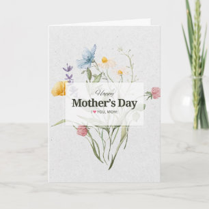 Tarjeta Día de la Madre Floral Elegante Acuarela Feliz