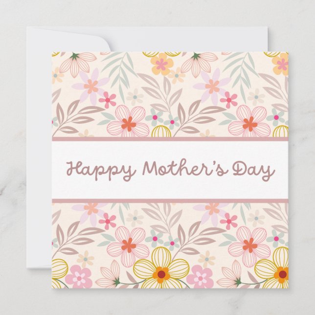 Tarjeta Día de la Madre Floral Feliz (Anverso)