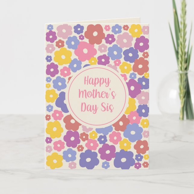 Tarjeta Día de la Madre floral para hermana (Anverso)