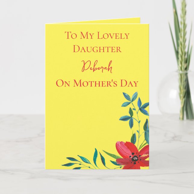 Tarjeta Día de la madre floral por la hija (Anverso)
