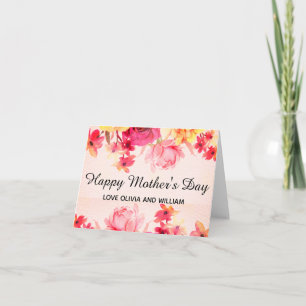 Tarjeta Día de la Madre Floral Rosa Acuarela