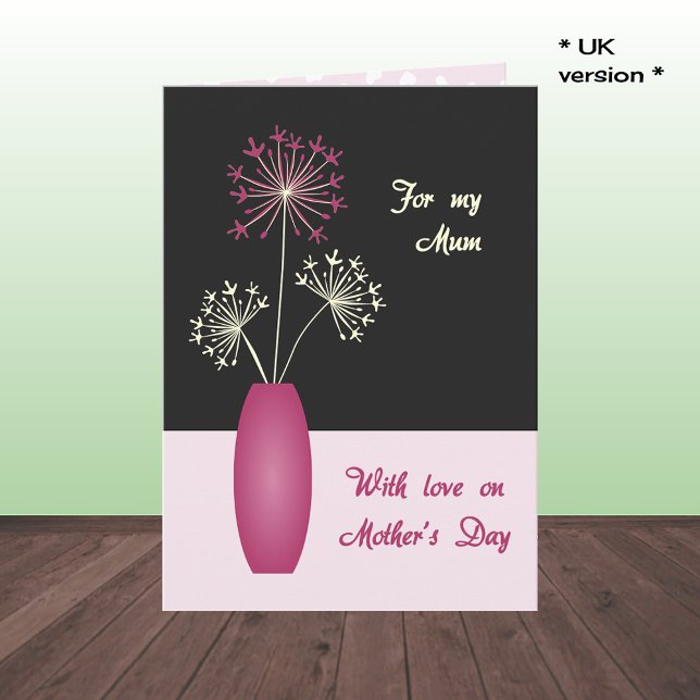 Tarjeta Día de la Madre Flores británicas en jarrón modern (For Mum)