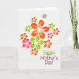 Tarjeta Día de la Madre - Flores y corazones divertidos