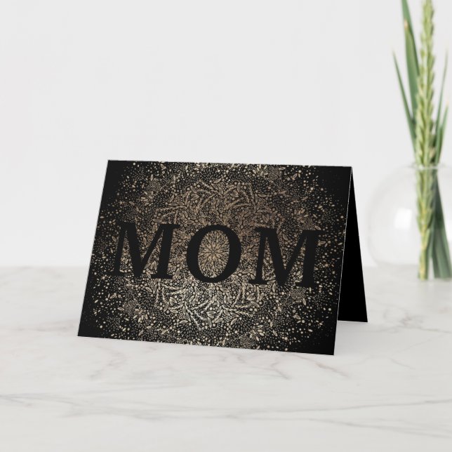 Tarjeta Día de la Madre formal elegante con floral dorada  (Anverso)