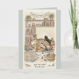 Tarjeta Día de la Madre Gato y Gatitos