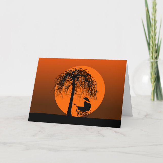 Tarjeta Día de la Madre gótico con carro con Raven (Anverso)