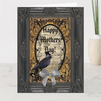 Tarjeta Día de la Madre gótico romántico del cuervo