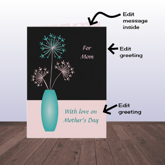 Tarjeta Día de la Madre grandes personalizados de texto fl