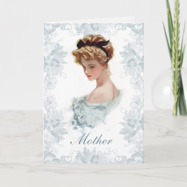 Tarjeta Día de la Madre Harrison Fisher Victorian Lady (Anverso)