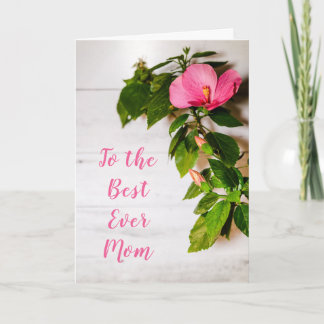Tarjeta Día de la Madre Hibisco Rosa Mejor Mamá de Todas