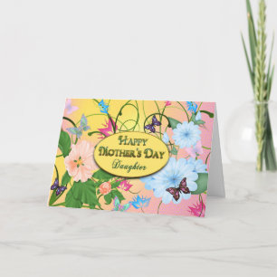 TARJETA DÍA DE LA MADRE - HIJA - FLORES Y MARIPOSAS