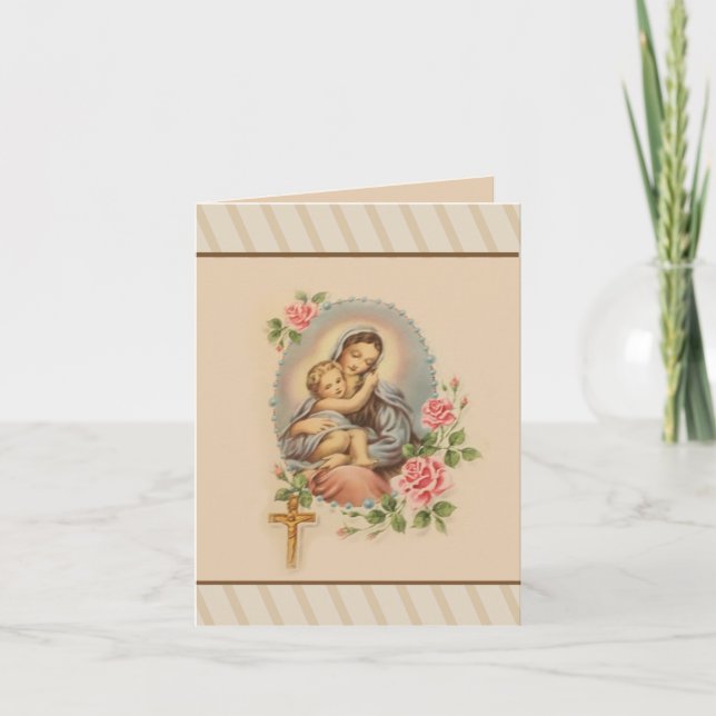 Tarjeta Día de la Madre Jesús María Rosas Rosario (Anverso)
