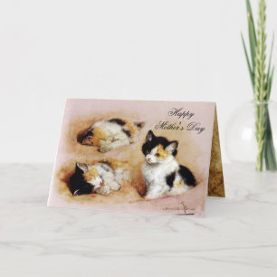 Tarjeta DÍA DE LA MADRE KITTENS despertándose