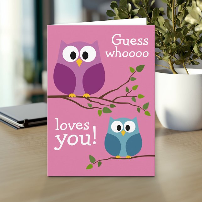 Tarjeta Día de la Madre - Lechuzas cortas (Personalized Mother's Day Greeting Card)