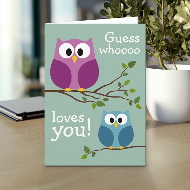 Tarjeta Día de la Madre - Lechuzas cortas (Personalized Mother's Day Greeting Card)