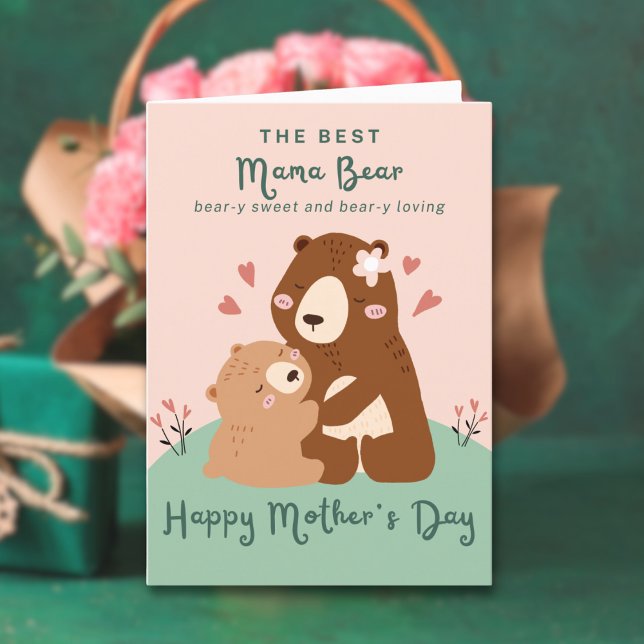 Tarjeta Día de la Madre lindo divertido rosa mejor mamá os (Subido por el creador)