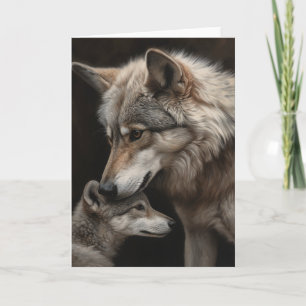 Tarjeta Día de la Madre Lobo y Cachorro 