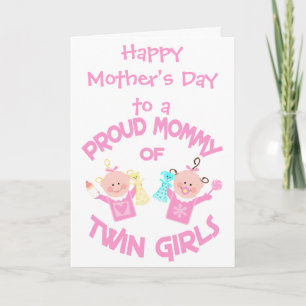 Tarjeta Día de la madre, madre de dos Chicas gemelos, tarj
