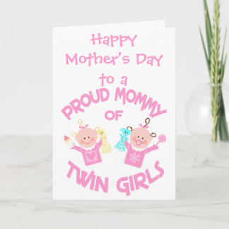 Tarjeta Día de la madre, madre de dos Chicas gemelos, tarj