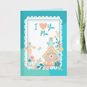 Tarjeta Día de la Madre, MAMA, Aves acuáticas y Flores