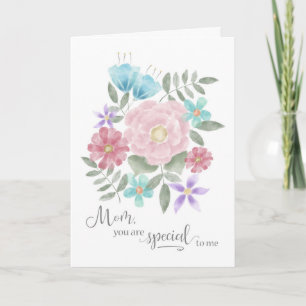 Tarjeta Día de la madre mamá eres especial para mí acuarel