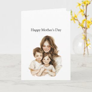 Tarjeta Día de la Madre Mamá Hija Morena