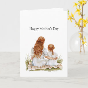 Tarjeta Día de la Madre Mamá Hija Pelo Rojo