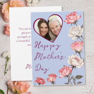Tarjeta Día de la Madre Marco de Foto Corazón Azul de Vinc