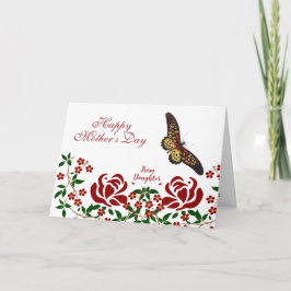 Tarjeta Día de la Madre Mariposa Roses Roses Roses Verde F