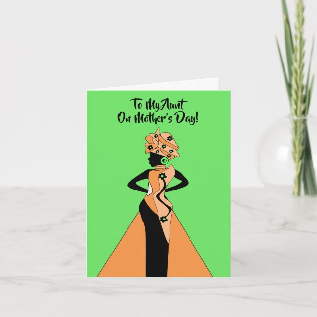 Tarjeta Día de la Madre naranja y afroamericana negra (Anverso)