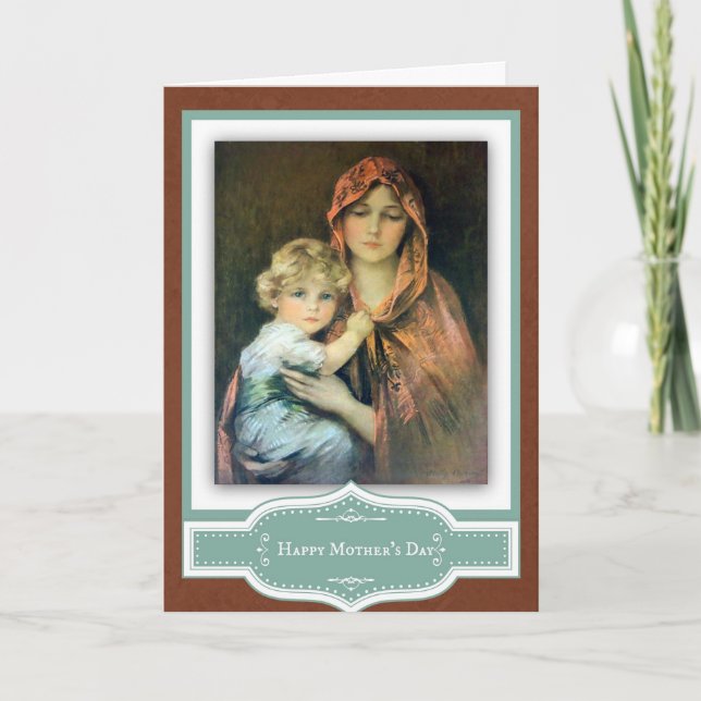 Tarjeta Día de la Madre Niño Madonna Jesús Virgen María (Anverso)
