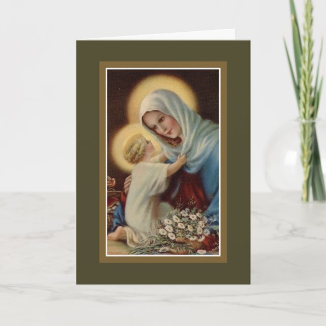 Tarjeta Día de la Madre Niño Madonna Jesús Virgen María (Anverso)