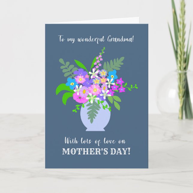 Tarjeta Día de la Madre para la abuela Vase de flores (Anverso)