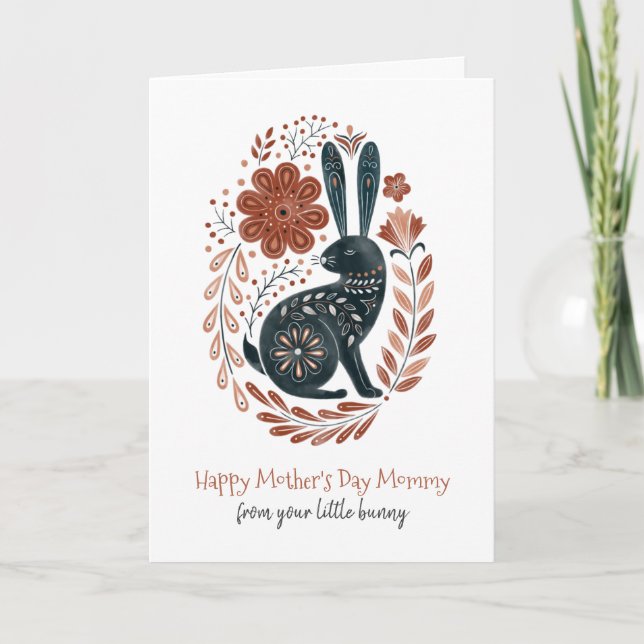 Tarjeta Día de la Madre para la Festividad de Conejo de Wo (Anverso)