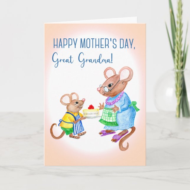 Tarjeta Día de la Madre para la Gran Abuela con una tarjet (Anverso)