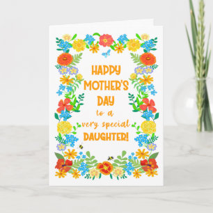 Tarjeta Día de la Madre para la hija con borde floral de B