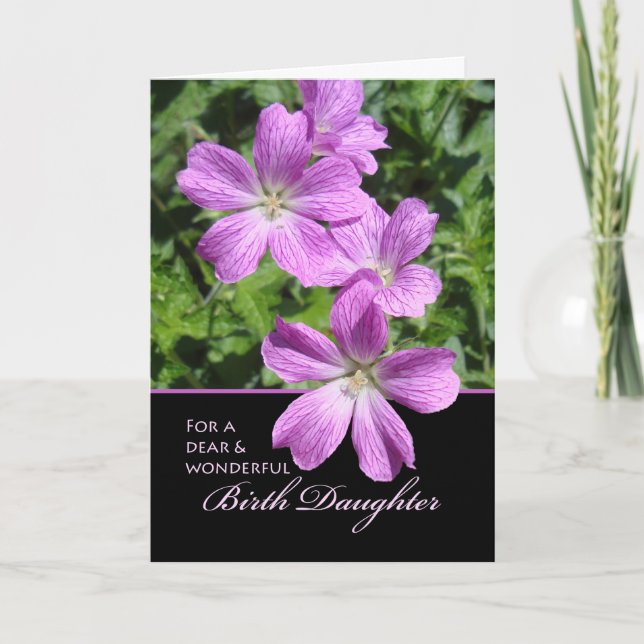 Tarjeta Día de la Madre para la Hija, Geranios (Anverso)
