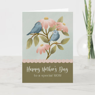 Tarjeta Día de la Madre para Mamá Especial Pájaros Azules