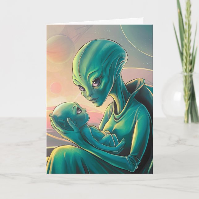 Tarjeta Día de la Madre Personalizado Alien (Anverso)