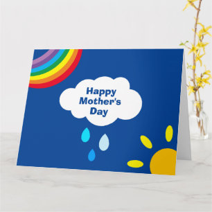 Tarjeta Día de la Madre Personalizado con Nubes, Lluvia y
