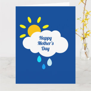 Tarjeta Día de la Madre Personalizado con Nubes, Lluvia y