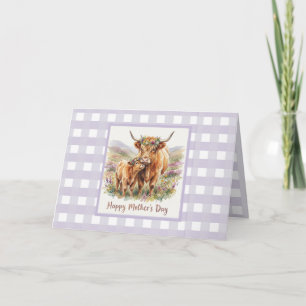 Tarjeta Día de la Madre personalizado de vaca Highland de